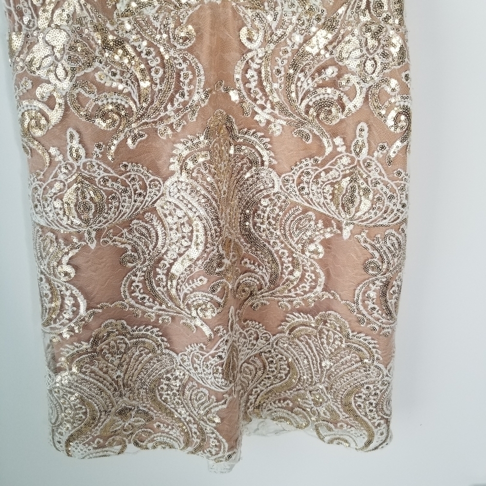 Free People Night Shimmers Mini Dress Lace Sparkly Size S Ivory/Beige Neutral - Picture 12 of 14
